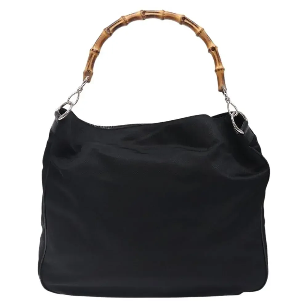 Gucci Bamboo Nylon Handbag 001 Black